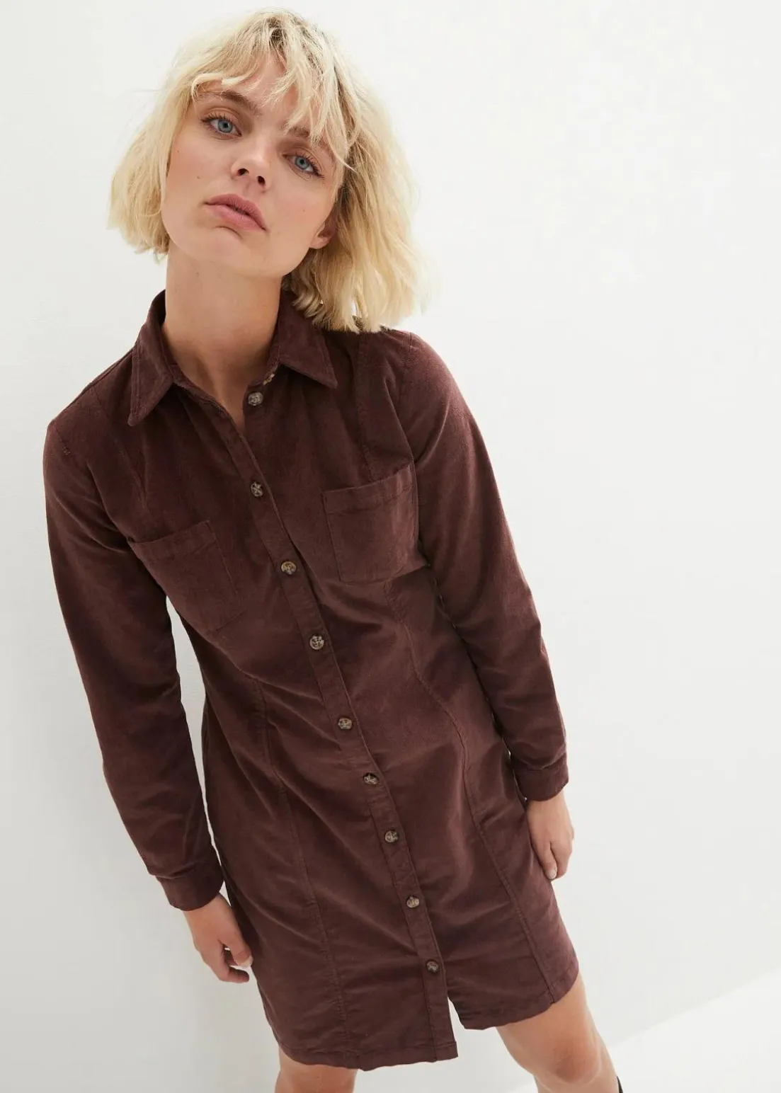 Hemdblusenkleid Cord, Stretch