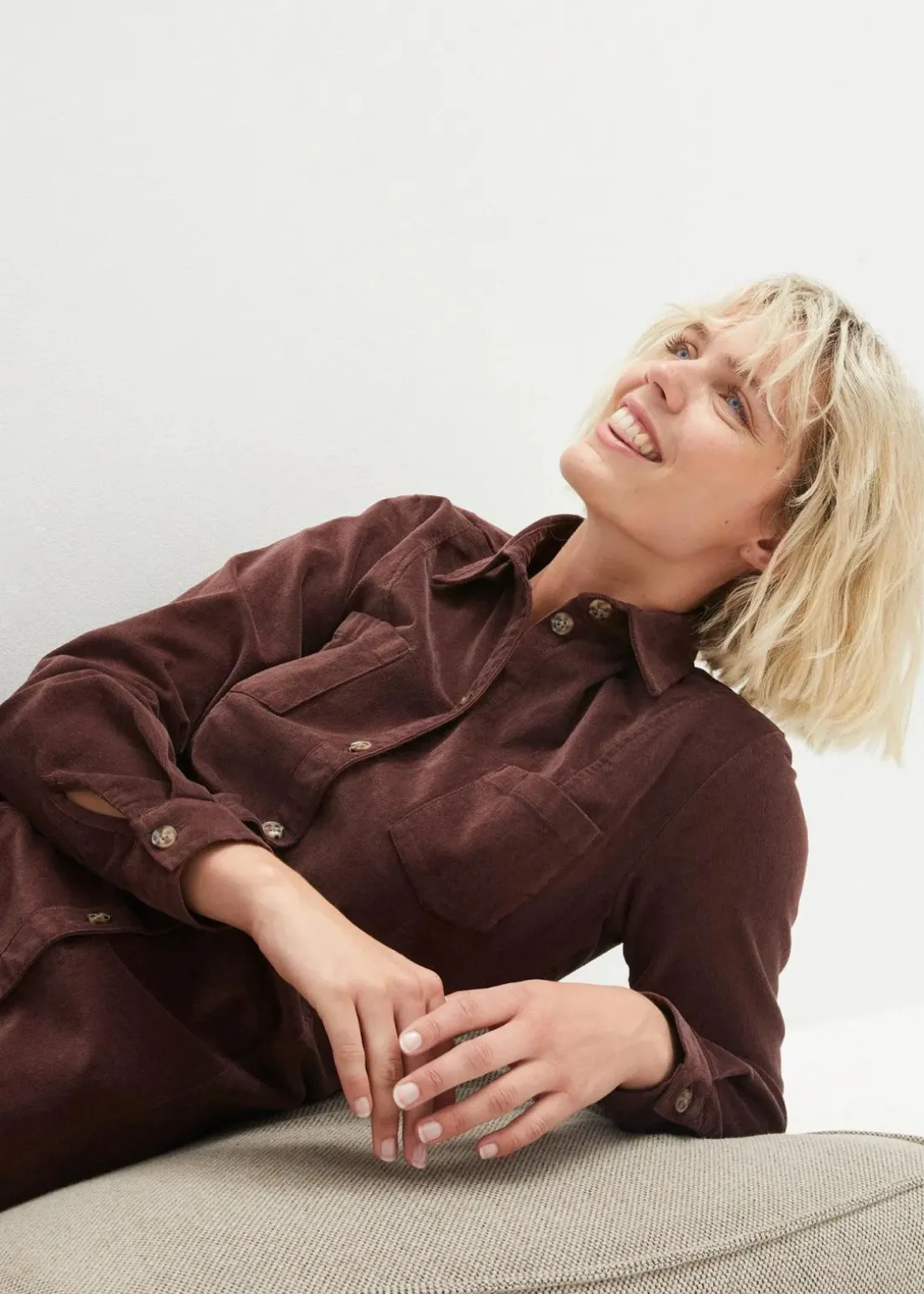 Hemdblusenkleid Cord, Stretch