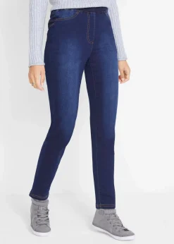 High Waist Jeggings aus leichter, elastischer Thermoqualität mit Bequembund