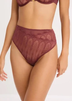 Highwaist String mit feiner Spitze