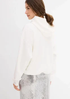 Hoodie aus leicht glänzendem Viskose-Mix