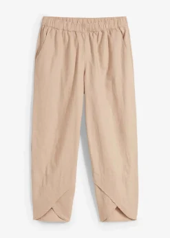 3/4-Hose aus leichtem Leinen-Mix