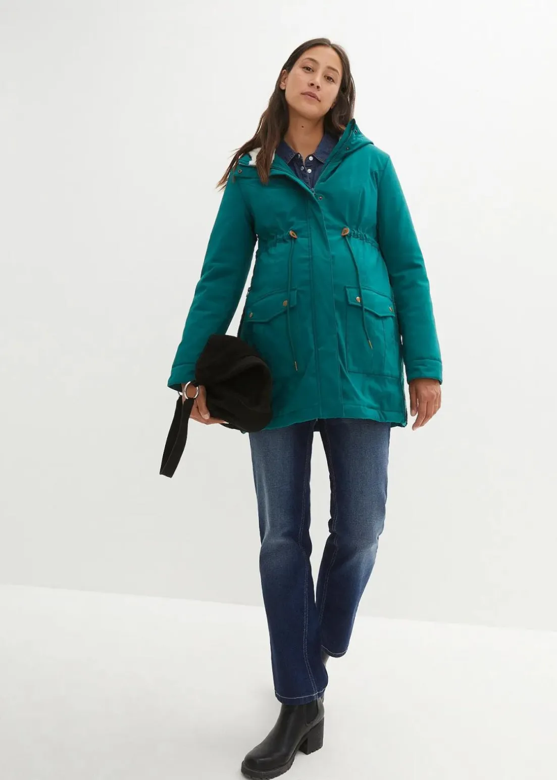 3-in-1 kuschelig gefütterte Umstands- und Tragejacke