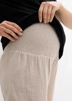 2-in-1 Umstandshose aus reinem Baumwollmusselin für die Schwangerschaft und danach