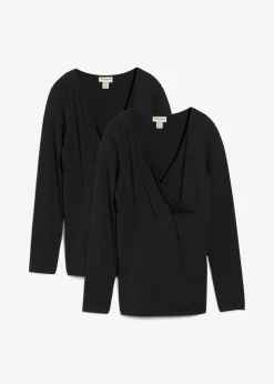 2-in-1 Umstandsshirts und Stillshirts aus Bio-Baumwolle (2er Pack​)