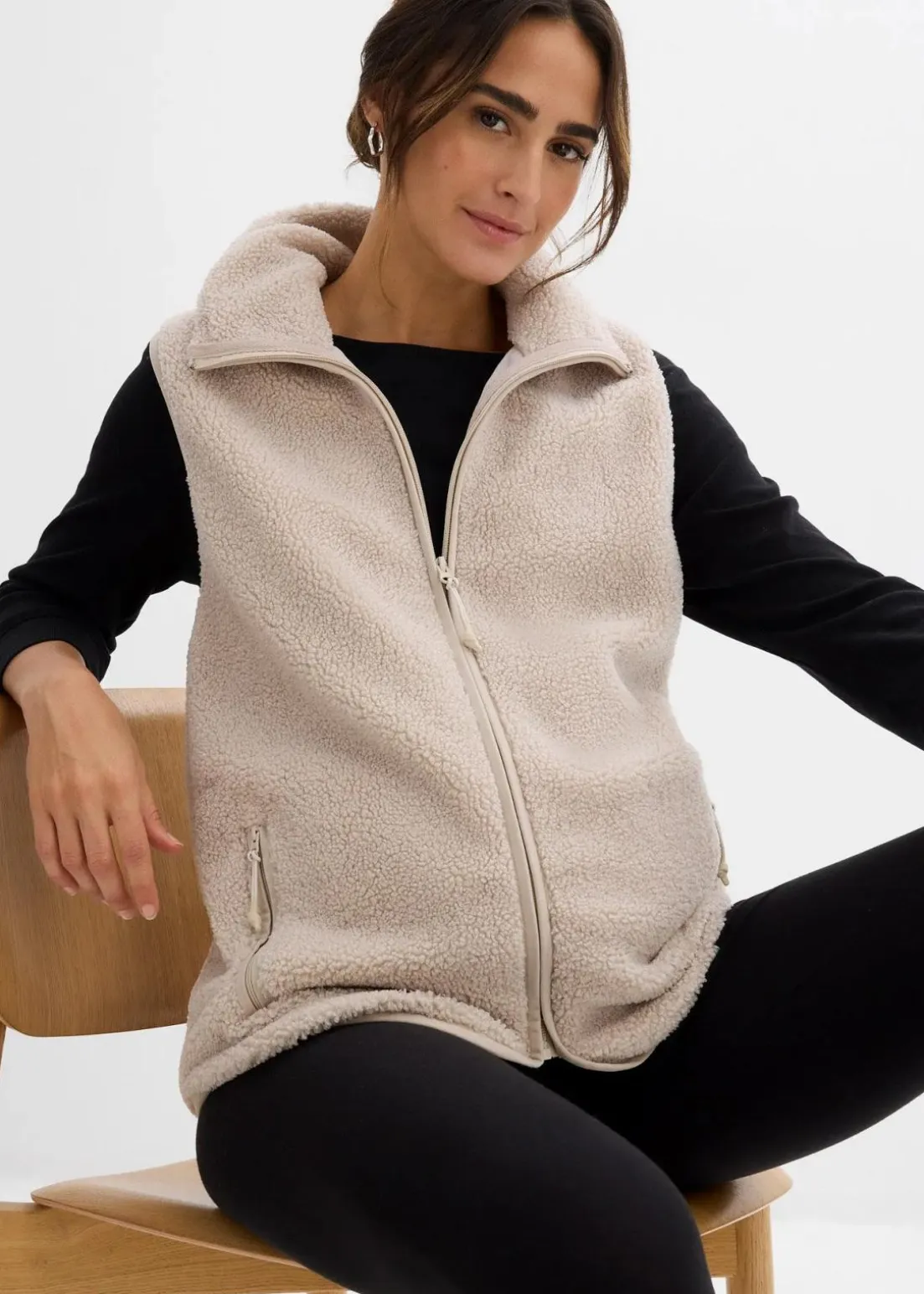 3-in-1 weiche Umstands-und Trageweste aus Teddyfleece