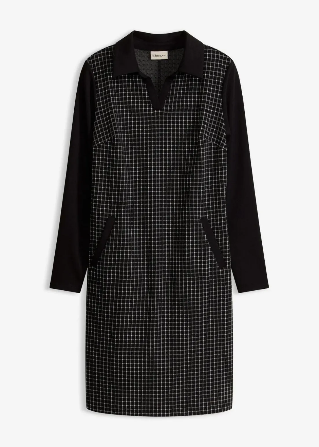 Jacquard Kleid mit Kontrastkragen