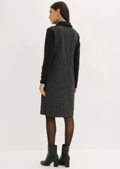 Jacquard Kleid mit Kontrastkragen