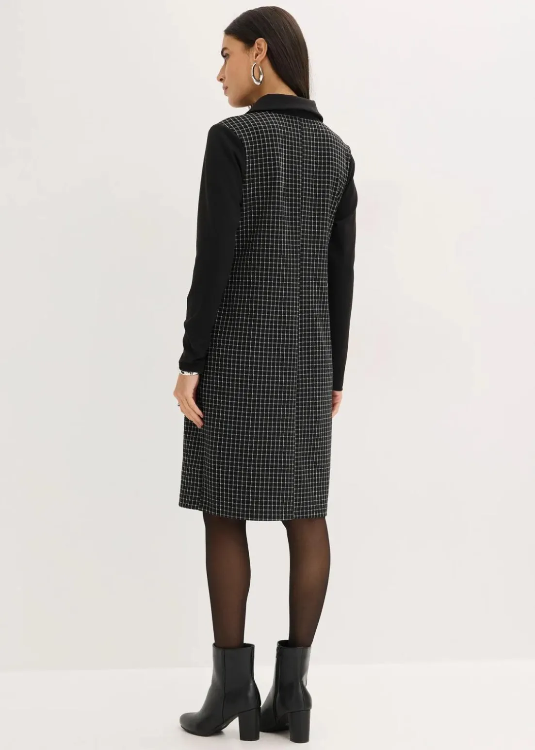 Jacquard Kleid mit Kontrastkragen