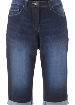 Jeans Bermuda Mid Waist mit gekrempeltem Saum