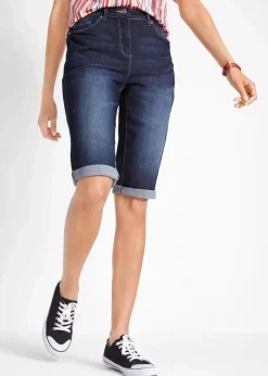 Jeans Bermuda Mid Waist mit gekrempeltem Saum