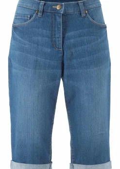 Jeans Bermuda Mid Waist mit gekrempeltem Saum