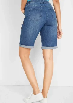 Jeans Bermuda Mid Waist mit Stickerei und Bequembund