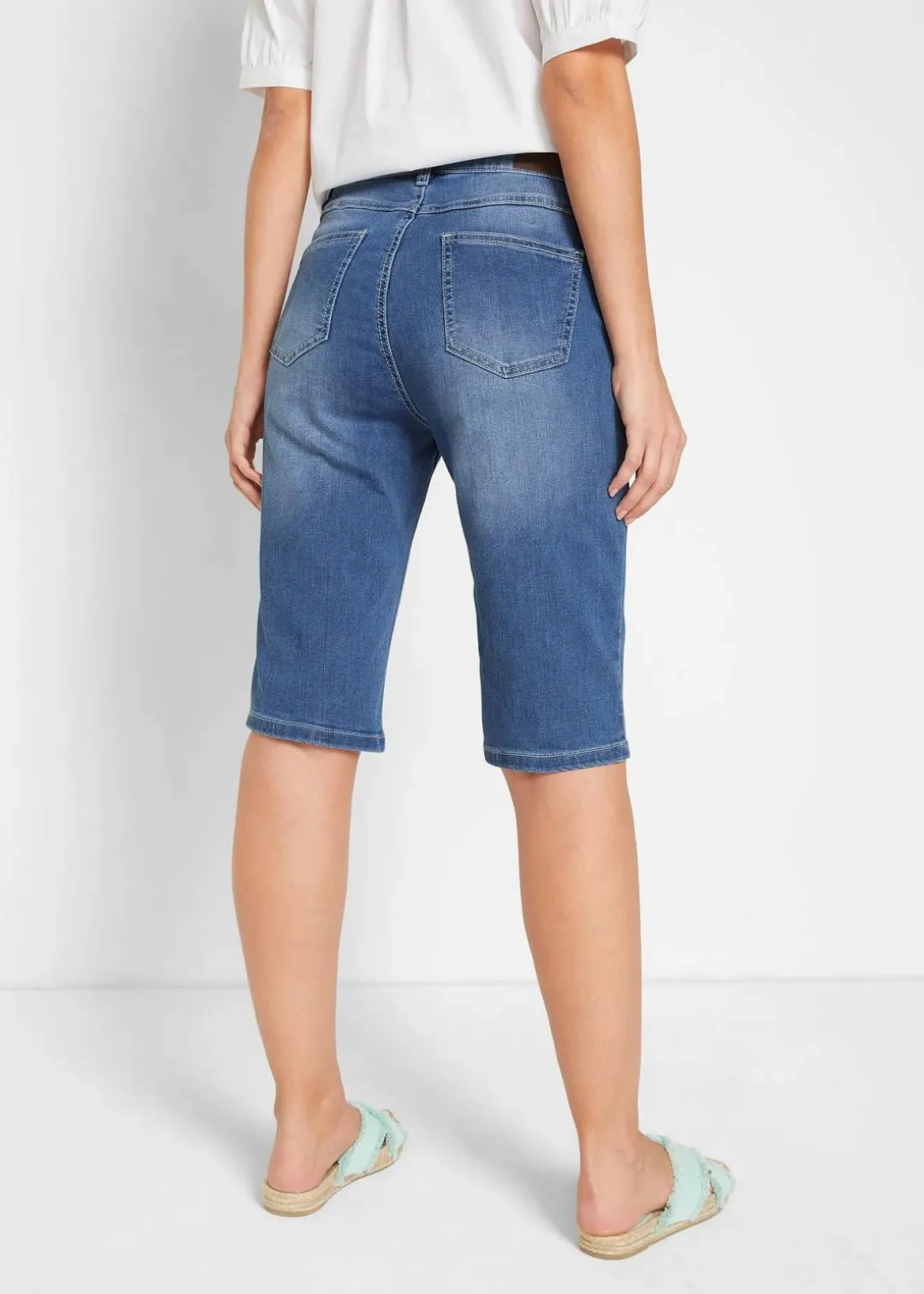 Jeans Bermuda Mid Waist, Stretch