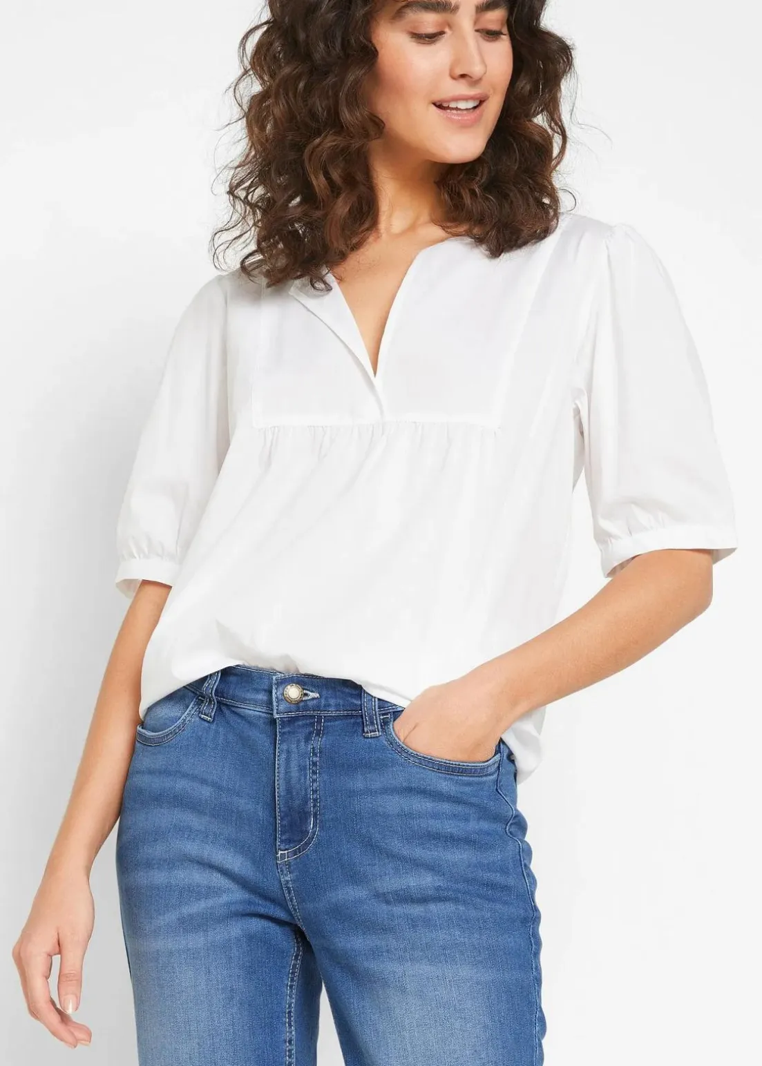 Jeans Bermuda Mid Waist, Stretch