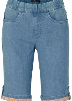 Jeans-Bermuda mit farbigem Aufschlag
