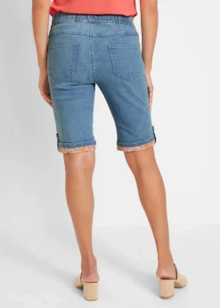 Jeans-Bermuda mit farbigem Aufschlag
