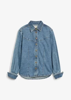 Jeansbluse aus reiner Baumwolle