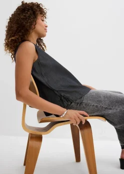 Jeans-Blusentop aus Bio-Baumwolle