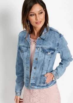 Jeansjacke mit Stickerei