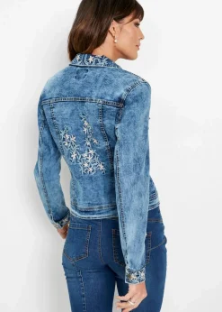 Jeansjacke mit Stickerei