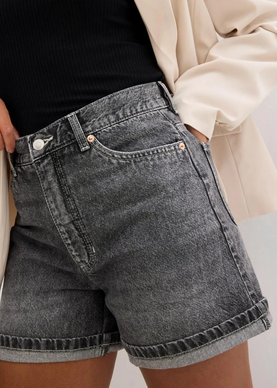 Jeans-Shorts High Waist, Low Stretch