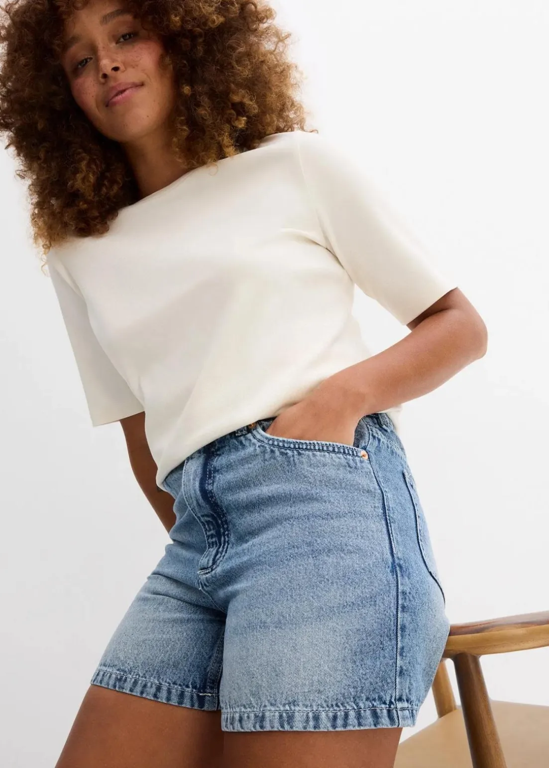 Jeans-Shorts High Waist, Low Stretch