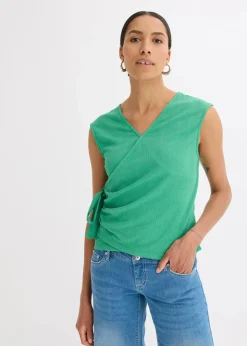 Jerseycrepe-Shirt in Wickeloptik