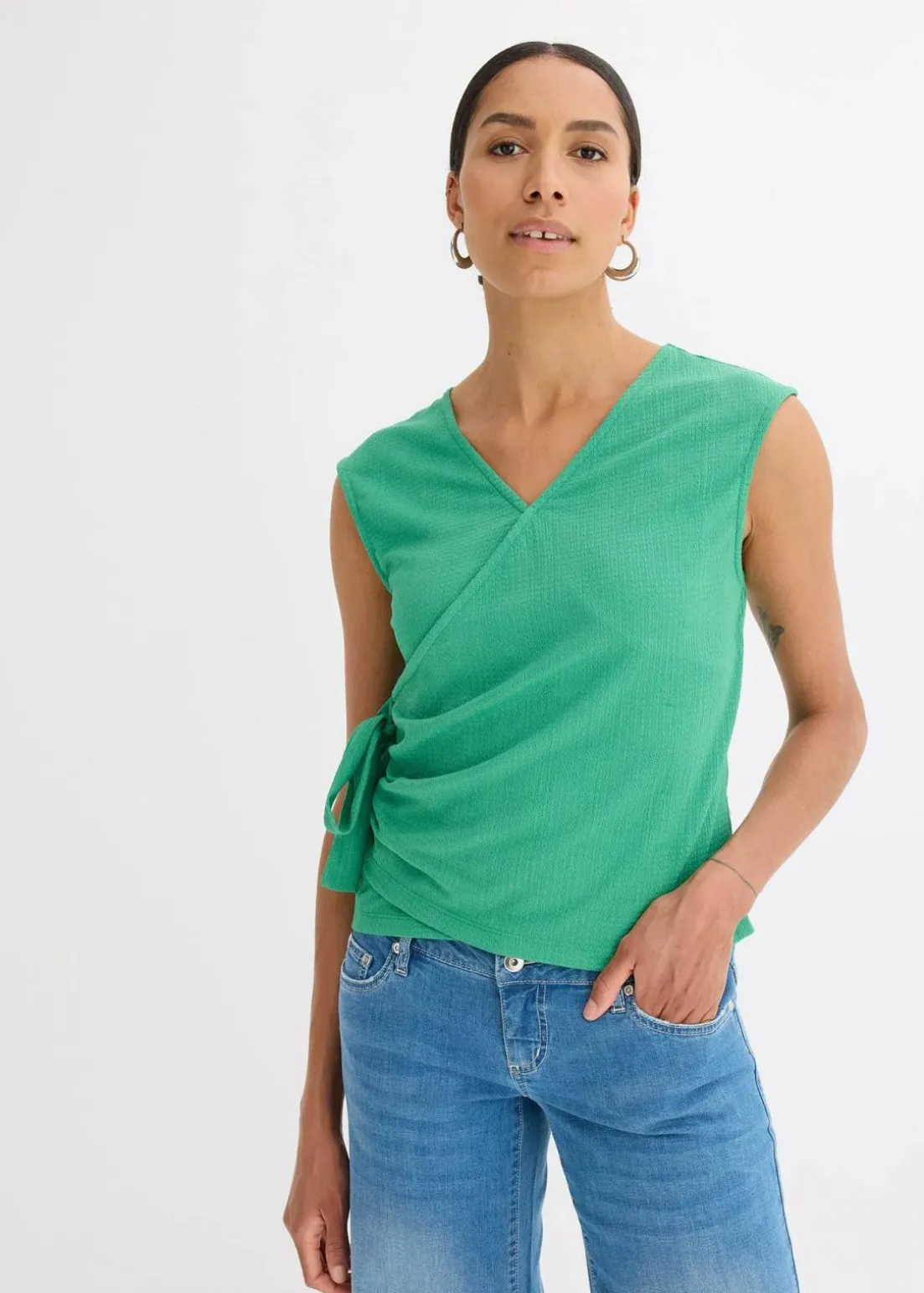 Jerseycrepe-Shirt in Wickeloptik