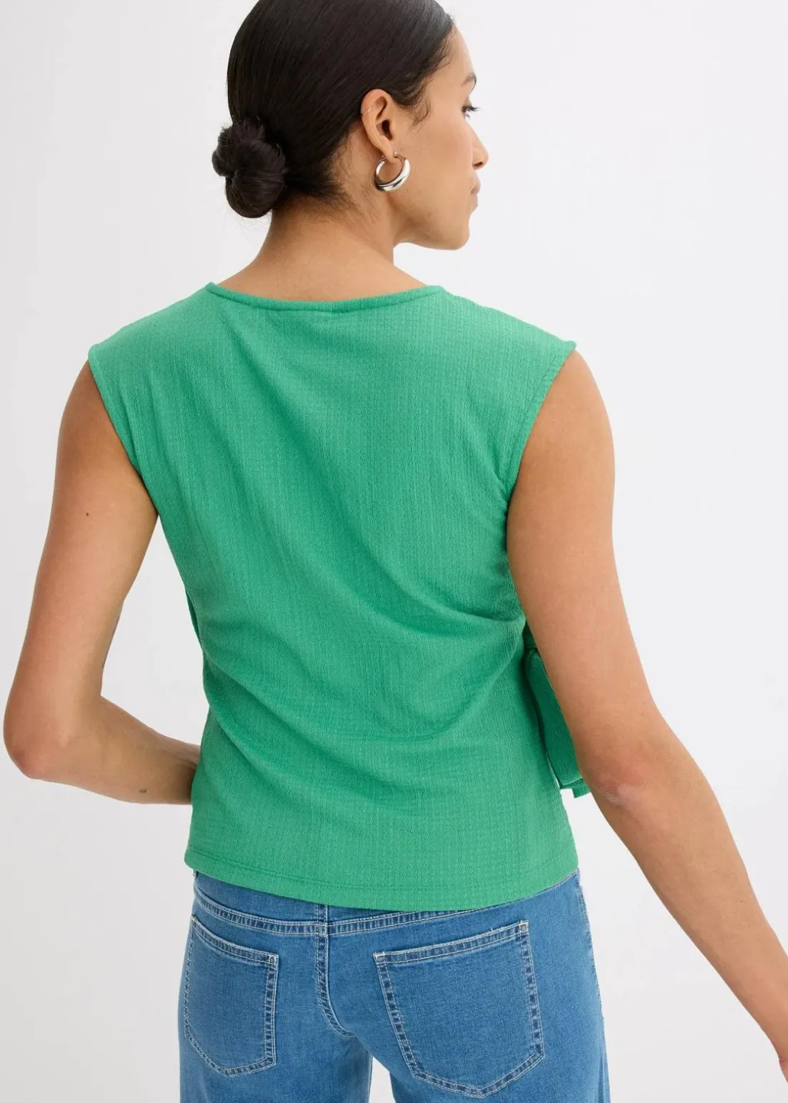 Jerseycrepe-Shirt in Wickeloptik