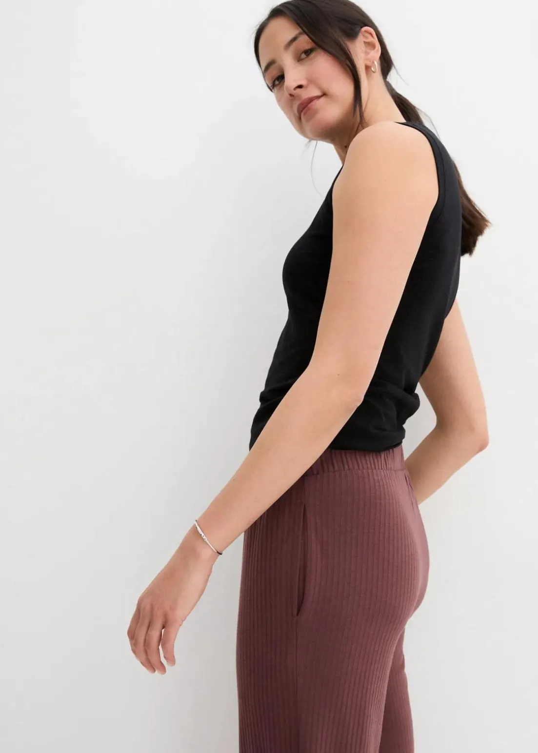 Jersey-Hose aus Rippe mit Bequembund