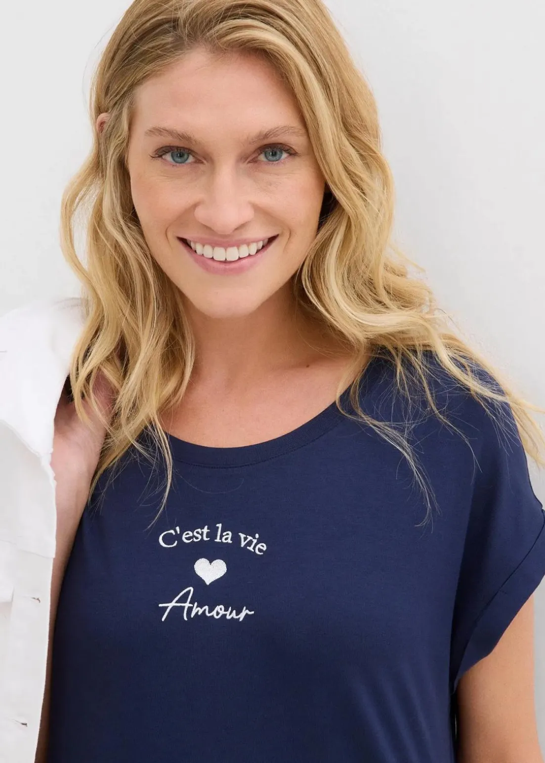 Jersey-Kleid mit Stickerei aus Viskose-Elasthan-Mix