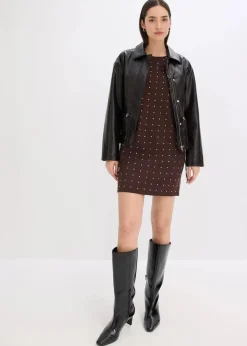 Jerseykleid mit Strass-Applikationen