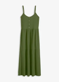 Jersey-Kleid mit Volants und dekorativer Knopfleiste