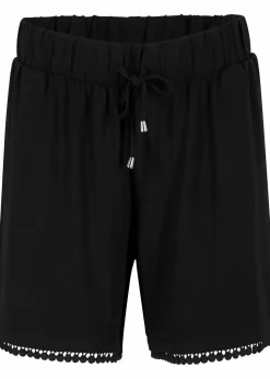 Jerseyshorts mit Bequembund und Spitze aus Viskose-Mix