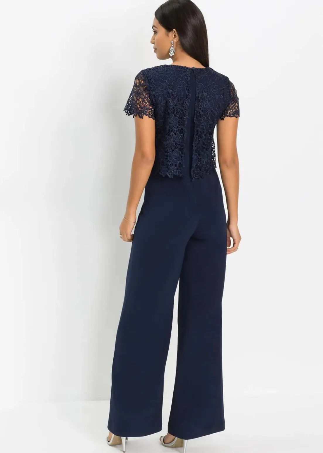 Jumpsuit aus softem Scuba mit Spitze
