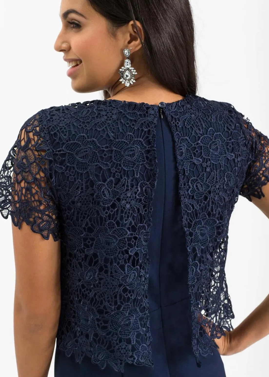 Jumpsuit aus softem Scuba mit Spitze