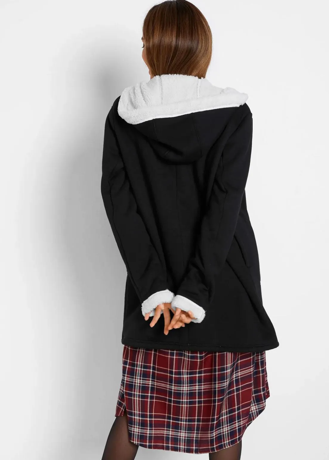 Kapuzen-Sweatjacke mit Teddyfell