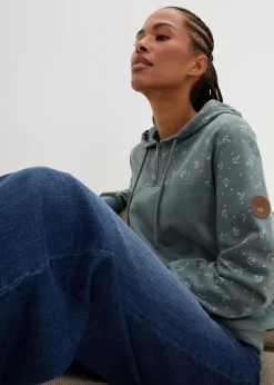 Kapuzensweatshirt mit Reißverschluss aus reiner Baumwolle