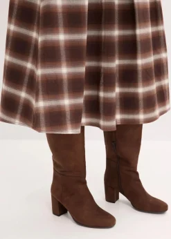 Karo Faltenrock und Gürtel (2-tlg.Set)