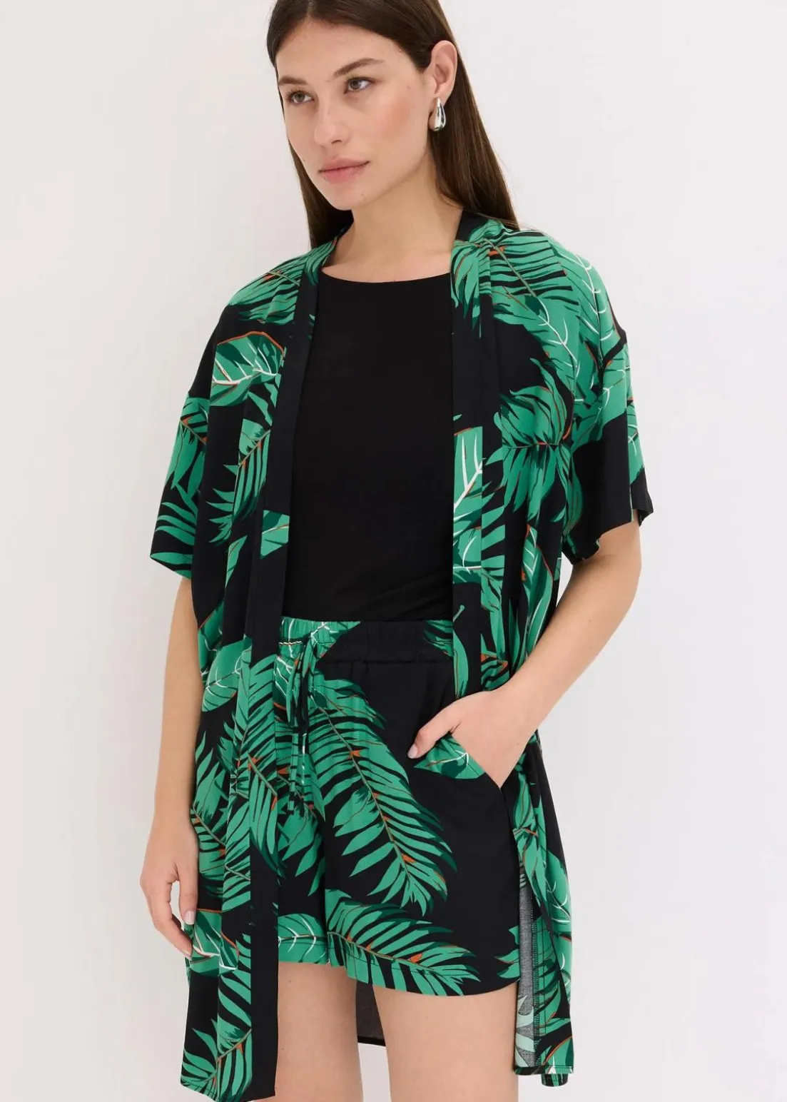Kimono-Bluse aus fließender Viskose