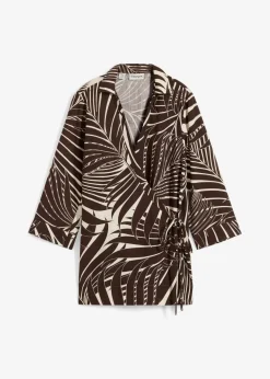 Kimono-Bluse in Leinenoptik