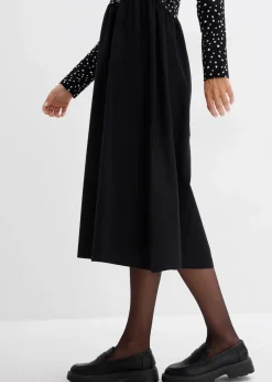 Kleid im Materialmix aus reiner Baumwolle