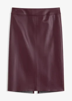 Knielanger Lederimitat-Rock mit figurbetonter Passform