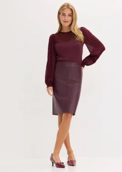 Knielanger Lederimitat-Rock mit figurbetonter Passform