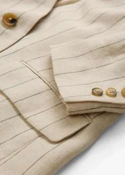 Kragenlose Blazerjacke aus reinem Leinen