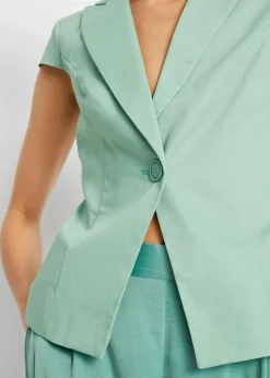Kurzarm Blazer aus Baumwollsatin