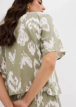 Kurzarmbluse aus fließender Viskose