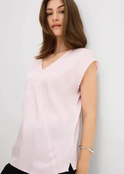 Kurzarmbluse aus glänzendem Satin