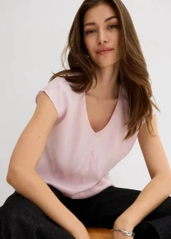 Kurzarmbluse aus glänzendem Satin